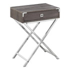 Monarch Specialties 3555 Accent Table - 24"H/Dark Taupe/Chrome Metal-24"H x 18.25"W x 12"D
