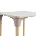 Flash Furniture Bright Beginnings 24" Square Commercial Grade Wooden Adjustable Height Classroom Activity Table - Beech/White-Supports up to 300 LBS. Static Weight Capacity