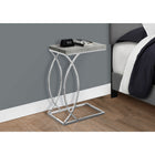 Monarch Specialties 3185 Accent Table - Grey Cement With Chrome Metal-Versatile to use as a snack table or as an end table