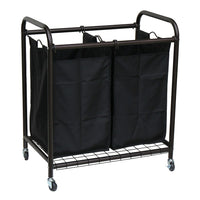 Oceanstar DLS1392 2-Bag Rolling Laundry Sorter, Bronze-Netted bottom