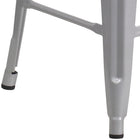 Flash Furniture 24" High Backless Silver Metal Indoor-Outdoor Counter Height Stool with Square Seat-Stacks 4 to 8 High