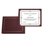 St. James Classic Certificate Holders, Burgundy Linen, Gold Foil, 5 Pack-80 lb burgundy linen cover stock paper