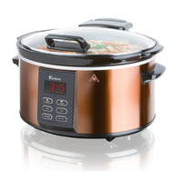 Euro Cuisine SCX6 Programmable Slow Cooker - Copper-Digital countdown control lets you program cook times anywhere from 30 minutes up to 24 hours; shifts to Keep Warm setting automatically once cook time completes
