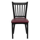 Flash Furniture HERCULES Series Black Vertical Back Metal Restaurant Chair - Burgundy Vinyl Seat - 2 Pack-Set of 2 Metal Dining Chairs