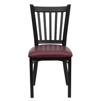 Flash Furniture HERCULES Series Black Vertical Back Metal Restaurant Chair - Burgundy Vinyl Seat - 2 Pack-Set of 2 Metal Dining Chairs
