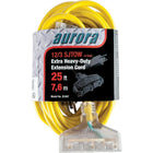Aurora Tools Outdoor Vinyl Extension Cords with Light Indicator, Triple Tap, Extra Heavy-Duty, 25'-Designed for industrial and contractor use
