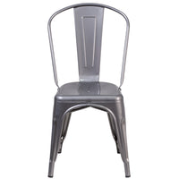 Flash Furniture Clear Coated Metal Indoor Stackable Chair-Stackable Bistro Style Chair