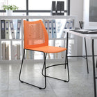 Flash Furniture HERCULES Series 661 lb. Capacity Orange Sled Base Stack Chair with Air-Vent Back-Supportive Front Cross-Brace