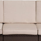 Flash Furniture Chocolate Brown Faux Rattan Sofa with All-Weather Beige Cushions-Dense Foam Cushions