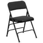 Flash Furniture HERCULES Series Curved Triple Braced & Double-Hinged Black Patterned Fabric Metal Folding Chair-Black Patterned Fabric Upholstered Seat and Back
