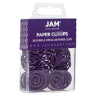 JAM Paper Circular Coloured Papercloops, Purple Round Paper Clips, 5 Packs of 50, 250 Total (2187137g)-Length: 1"