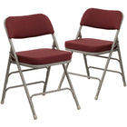 Flash Furniture HERCULES Series Premium Curved Triple Braced & Double Hinged Fabric Metal Folding Chairs - Burgundy - 2 Pack-Set of 2 Padded Metal Folding Chairs