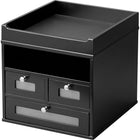 Victor Tour de rangement de bureau en bois, noir minuit (5500-5)-Grand plateau à lettres pour envoi ou réception sur le dessus