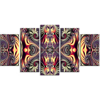 Designart Brassy Abstract Flow 5-Panel Canvas Art Print, (PT3086-373)-Print