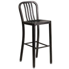 30'' Round Black-Antique Gold Metal Indoor-Outdoor Bar Table Set with 4 Vertical Slat Back Barstools [CH-51090BH-4-30VRT-BQ-GG]-4