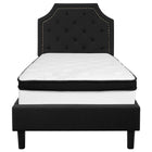 Flash Furniture Brighton Twin Size Tufted Upholstered Platform Bed in Black Fabric with Memory Foam Mattress-Twin Platform Bed and Mattress Set
