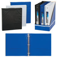 Merangue 2" Vinyl View Binders - 6 Pack-Vinyl View Binder in assorted colours (Black, Blue, Grey)