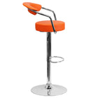 Flash Furniture – Tabouret de bar ajustable contemporain en vinyle orange avec pied et accoudoirs chromés (CHTC31060ORG)-Rembourrage en vinyle orange