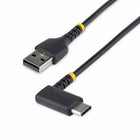 StarTech USB-A to Angled USB-C 60W Charging Cable - 6ft - Black-Connectors: 1 x 4-pin USB 2.0 Type-A (Connector A), 1 x 24-pin USB 2.0 Type-C (Connector B)