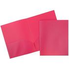 JAM Paper Plastic POP Two Pocket Folder, Pink, 12 Pack (86524pidg)-Pink