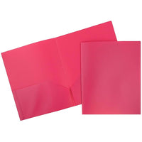 JAM Paper Plastic POP Two Pocket Folder, Pink, 12 Pack (86524pidg)-Pink