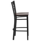 Flash Furniture HERCULES Black "X" Back Metal Restaurant Barstool - Walnut Wood Seat-Walnut Finished Wood Seat