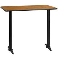 Flash Furniture 30" x 48" Rectangular Natural Laminate Table Top with 5" x 22" Bar Height Table Bases-Bar Height Hospitality Table