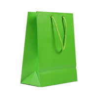 Jam Paper Gift Bags with Rope Handles - Medium - 8" x 10" x 4" - Lime Green Matte - 100 Pack-Color: Lime Green Matte