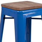 Flash Furniture 24" High Backless Metal Counter Height Stool with Square Wood Seat - Blue-500 lb. Weight Capacity