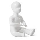 Can-Bramar RPK-3 Infant Abstract Fibreglass Mannequin - Seated Pose - Glossy White-Height: 18.5" (47 cm), Shoulder: 25 1/2 (68.4 cm). Chest: 18" (45.7 cm), Waist: 19 4/16" (48.9 cm)
