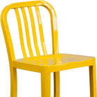 Flash Furniture Commercial Grade 24" High Metal Indoor-Outdoor Counter Height Stool with Vertical Slat Back - Yellow - 2 Pack-Galvanized Steel Construction