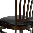 Flash Furniture HERCULES Series Vertical Slat Back Walnut Wood Restaurant Chairs with Black Vinyl Seat - 2 Pack-Mortise and Tenon Style Construction with metal wood screw reinforcements