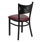Flash Furniture HERCULES Series Black Coffee Back Metal Restaurant Chair - Burgundy Vinyl Seat - 2 Pack-2.5" Thick Foam Padded Seat