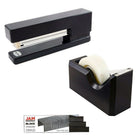 JAM Paper Office & Desk Sets, Tape Dispenser Stapler Pack of Staples, Black (33758BK)-Colour: Black