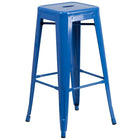 30'' Round Blue Metal Indoor-Outdoor Bar Table Set with 2 Square Seat Backless Barstools (CH-51090BH-2-30SQST-BL-GG)-4