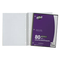 Hilroy 3-Hole 1 Subject Wirebound Notebook - Quad Ruled - 10 1/2" x 8" - 40 Sheets - Violet-Quad 4:1 ruled white pages