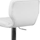 Flash Furniture Contemporary Vinyl Adjustable Height Barstool with Vertical Stitch Back & Chrome Base - White-CA117 Fire Retardant Foam
