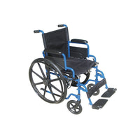 Drive Medical Blue Streak Wheelchair with Flip Back Desk Arms, 18" Seat, Swing Away Footrest-Blue, Steel