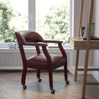 Flash Furniture – BZ100OXBLD Chaise de conférence en vinyle avec accoudoirs fixes, brun-Garniture tête de clou en laiton
