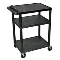 Luxor LP Series 34" 3-Shelf Black Presentation Cart, Black, (LP34E-B)-Features 400 Lb weight capacity, evenly distributed throughout three shelves.