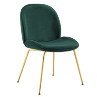 Plata Import Velvet Dining Chair with Gold Legs - Green-Dining chair