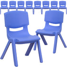 Flash Furniture Plastic Stackable School Chair with 10.5" Seat Height - Blue - 10 Pack-154 lb. Static Load Capacity
