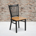 Flash Furniture HERCULES Series Black Vertical Back Metal Restaurant Chair - Natural Wood Seat - 2 Pack-Welded Joint Assembly