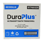 DuraPlus 2-Ply Bathroom Tissue - White - 420 Sheets - 48 Pack-The product has dimensions of 4" x 3" x 4.25"