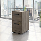 Sauder Affirm 2-Drawer Mobile Pedestal - Hudson Elm-Two locking drawers with full extension slides hold letter or European size hanging files