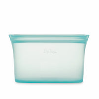 Zip Top Reusable Platinum Silicone Containers - Large Dish - Teal-Top & Bottom Shelf Dishwasher Safe