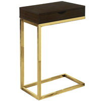 Monarch Specialties 3236 Accent Table - Espresso/Gold Metal With A Drawer-Boasting spiffy styling, its sturdy gold metal base is as elegant as it gets