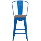 Flash Furniture 24" High Metal Counter Height Stool with Back & Wood Seat - Blue-Set of 4 Bistro Style Counter Stools