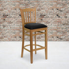 Flash Furniture HERCULES Vertical Slat Back Walnut Wood Restaurant Barstool - Black Vinyl Seat - 2 Pack-Solid European Beech Hardwood Construction