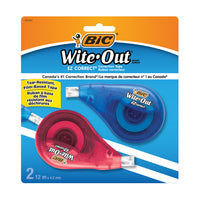 BIC Wite-out EZ Correct Correction Tape - White - Tear-Resistant Tape - 2 Pack-DRIES INSTANTLY: Like BIC Wite-Out correction fluid, this correction tape applies dry, write over instantly